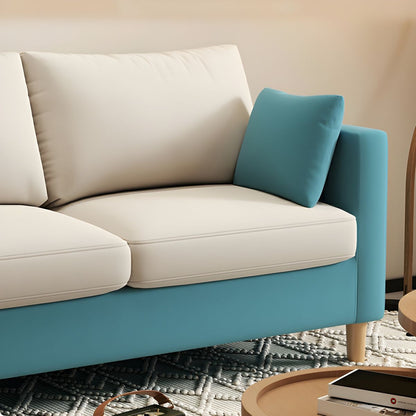 Modern Fabric 2 Seater Sofa with Arm Pocket Storage Blue