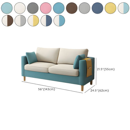 Modern Fabric 2 Seater Sofa with Arm Pocket Storage Blue