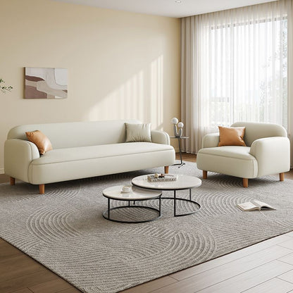 Modern 3+1 Seater Fabric Sofa Set Cream Living Room Couch