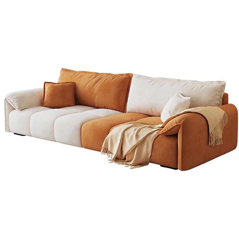 Modern Fabric 6 Seater Sofa Set Orange Cream Couch