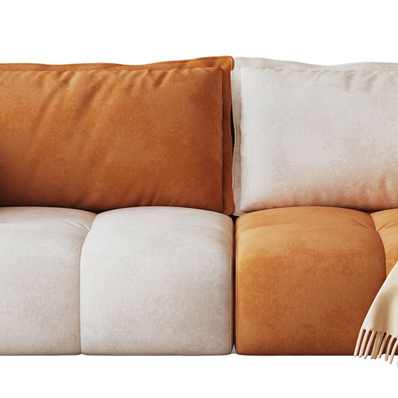 Modern Fabric 6 Seater Sofa Set Orange Cream Couch