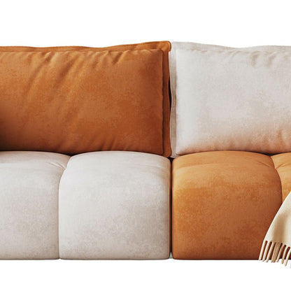 Modern Fabric 6 Seater Sofa Set Orange Cream Couch