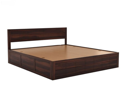 Solid Sheesham Wood King Size Bed with Box Storage