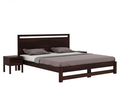 Premium Solid Sheesham Wood Queen Size Bed | Walnut Finish