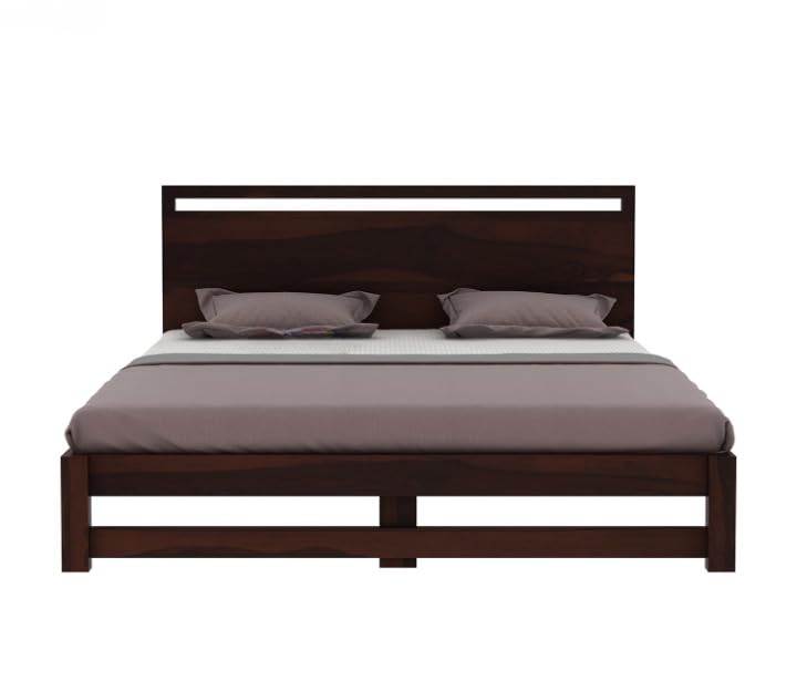 Premium Solid Sheesham Wood Queen Size Bed | Walnut Finish