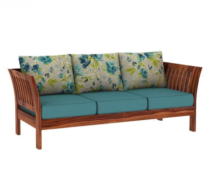 Modern Wooden 3 Seater Sofa with Cushion – Solid Wood Living Room