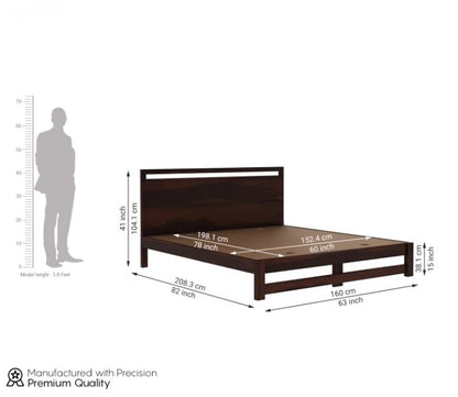 Premium Solid Sheesham Wood Queen Size Bed | Walnut Finish