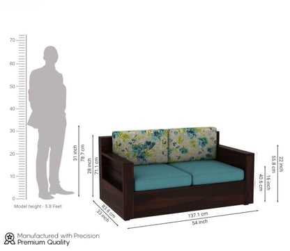 Solid Wood 2 Seater Sofa Floral Cushion Living Room Couch