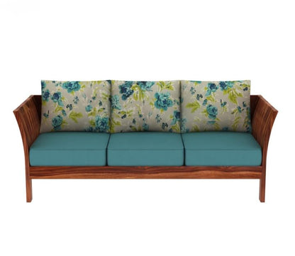 Modern Wooden 3 Seater Sofa with Cushion – Solid Wood Living Room