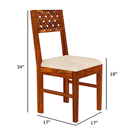 Solid Sheesham Wood 4 Seater Dining Table Set with Cushioned Chairs