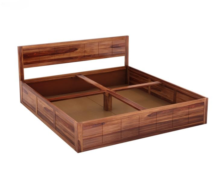 Solid Sheesham Wood King Size Bed with Box Storage