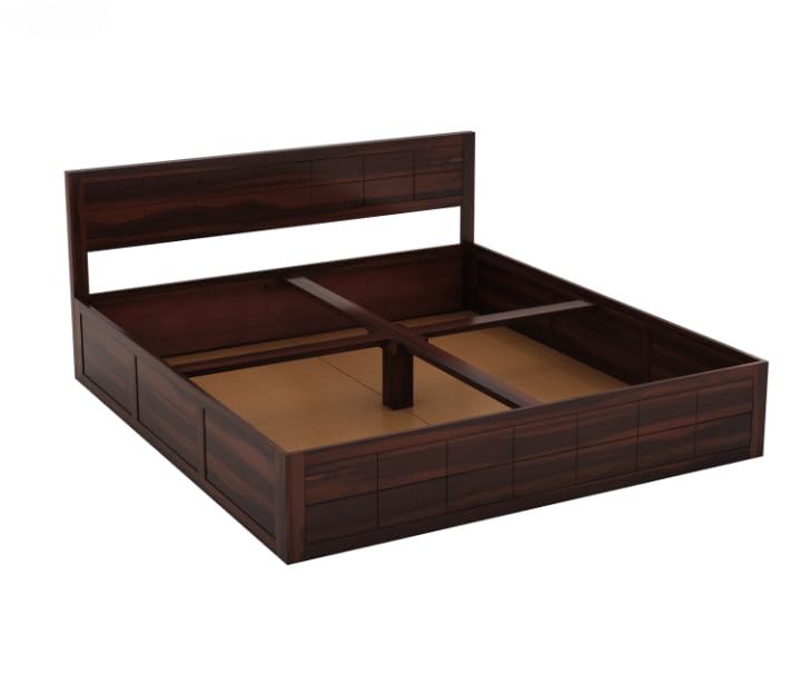 Solid Sheesham Wood King Size Bed with Box Storage