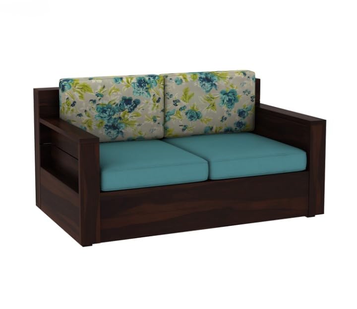 Solid Wood 2 Seater Sofa Floral Cushion Living Room Couch