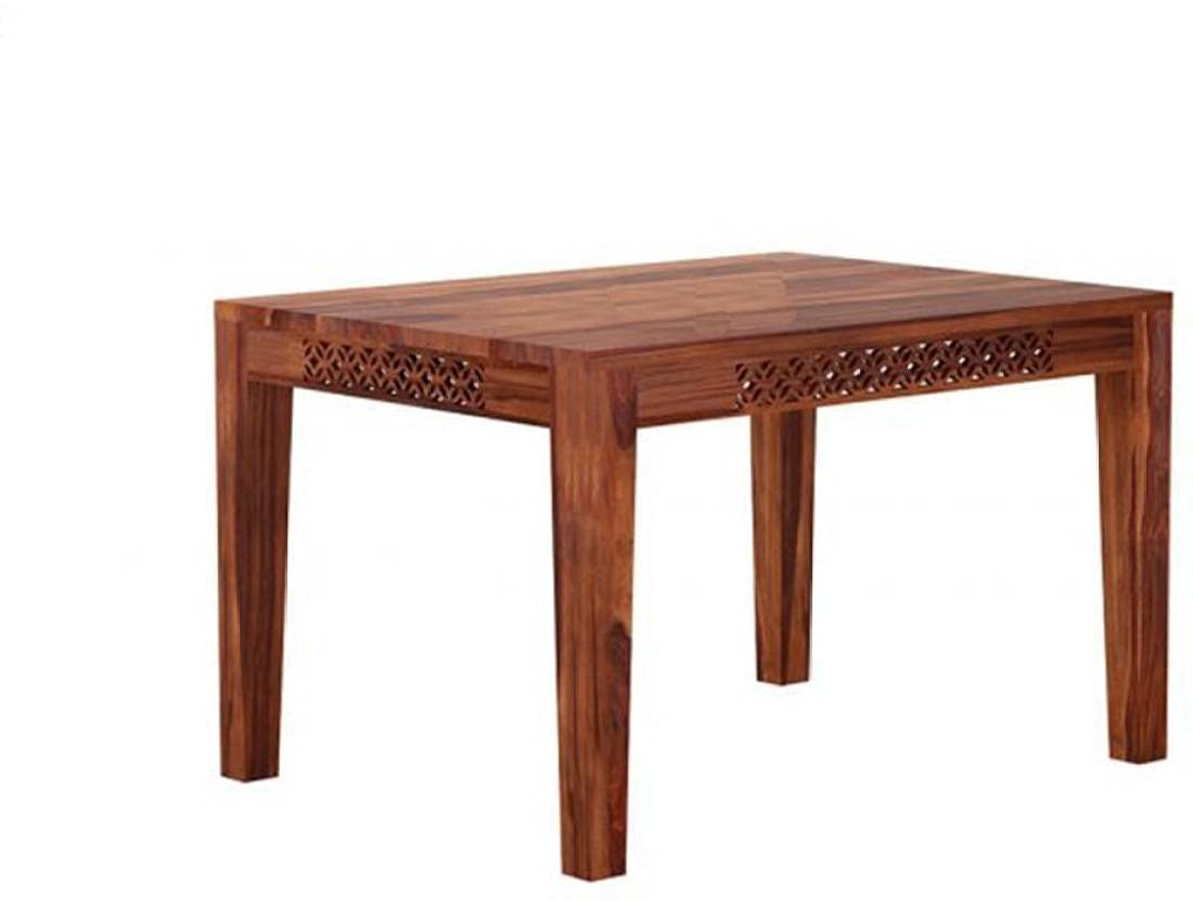 Sheesham Wood 4 Seater Dining Table Set with Bench & Cushioned Chairs