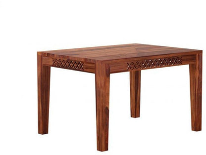 Sheesham Wood 4 Seater Dining Table Set with Bench & Cushioned Chairs