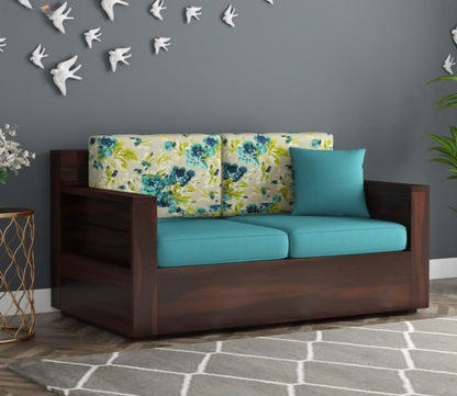 Solid Wood 2 Seater Sofa Floral Cushion Living Room Couch