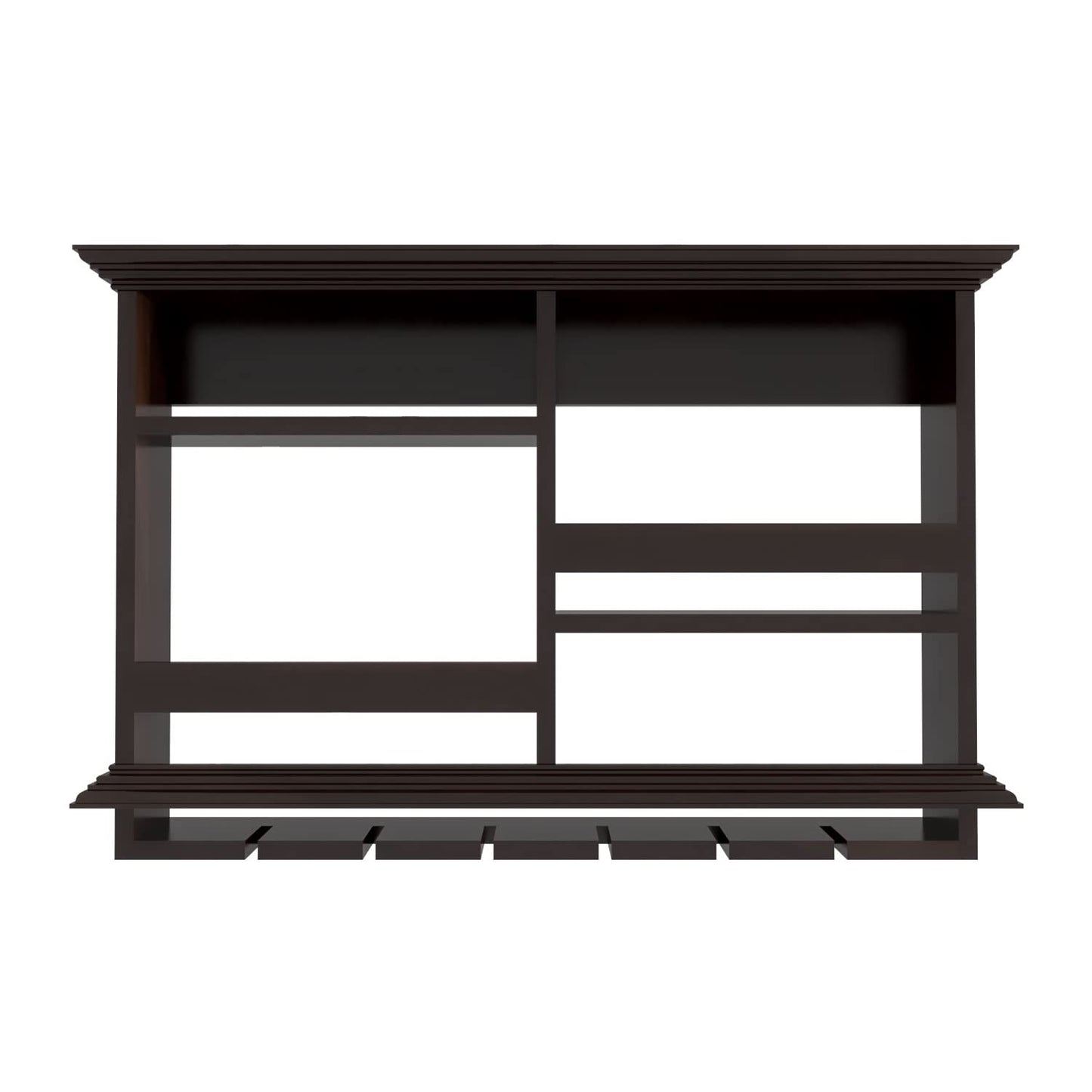 Solid Wood Wall Mounted Wine Bottle & Glass Holder Rack