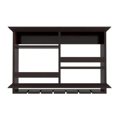 Solid Wood Wall Mounted Wine Bottle & Glass Holder Rack