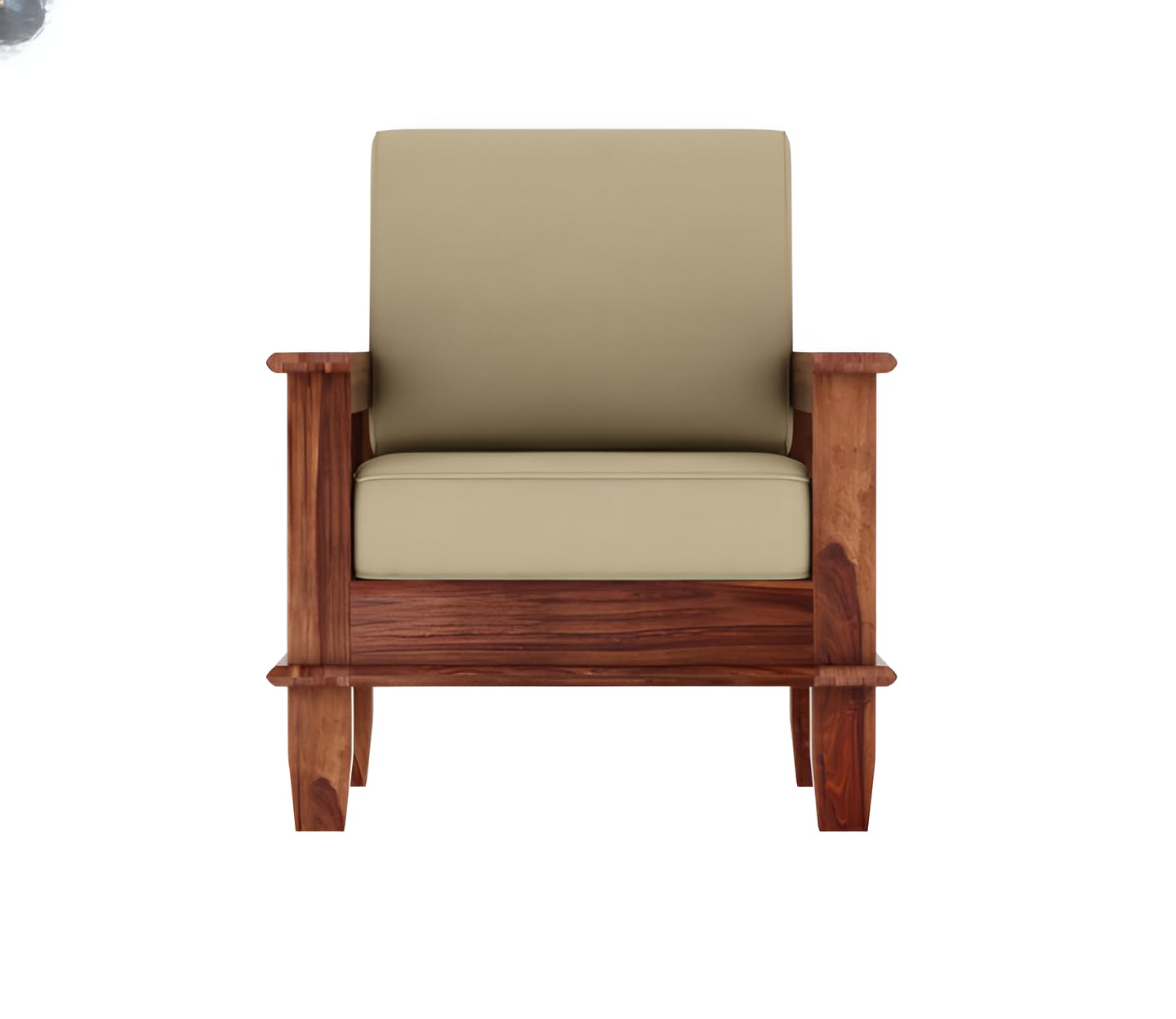 Premium Solid Sheesham Wood Lounge Arm Chair with Cushioned Seating