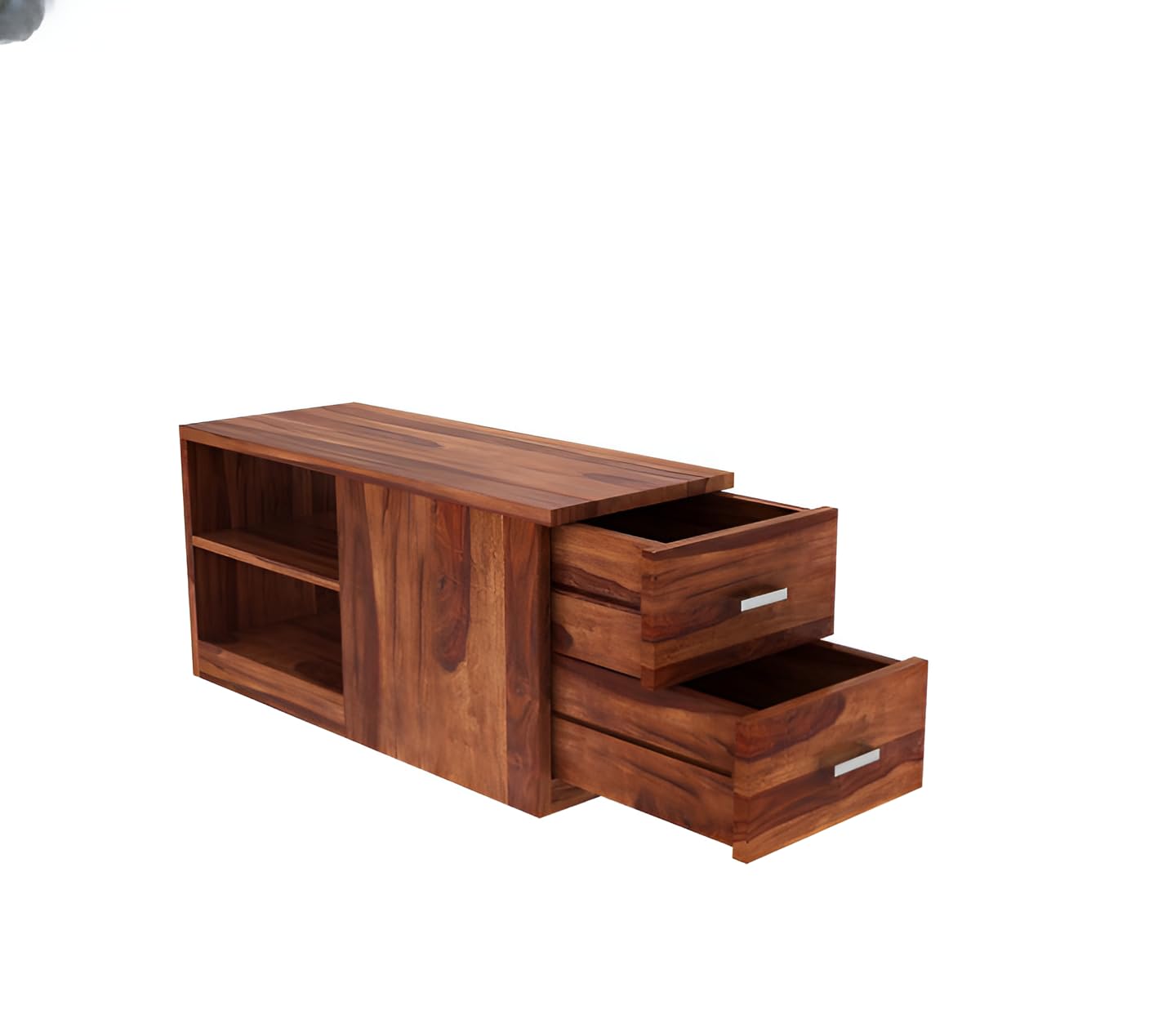 Solid Wood L Shape Storage Sofa with Side Table Unit