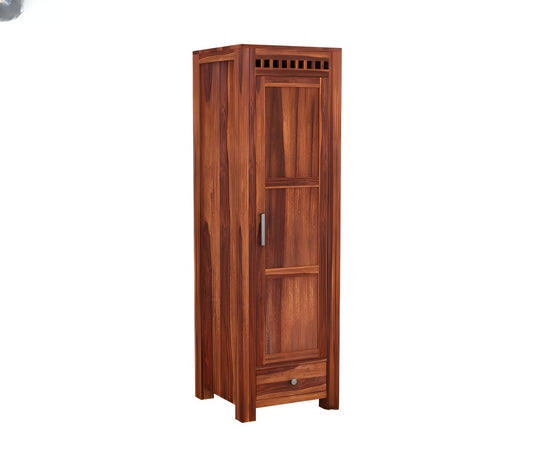 Premium Solid Sheesham Wood 1 Door Wardrobe with Drawer