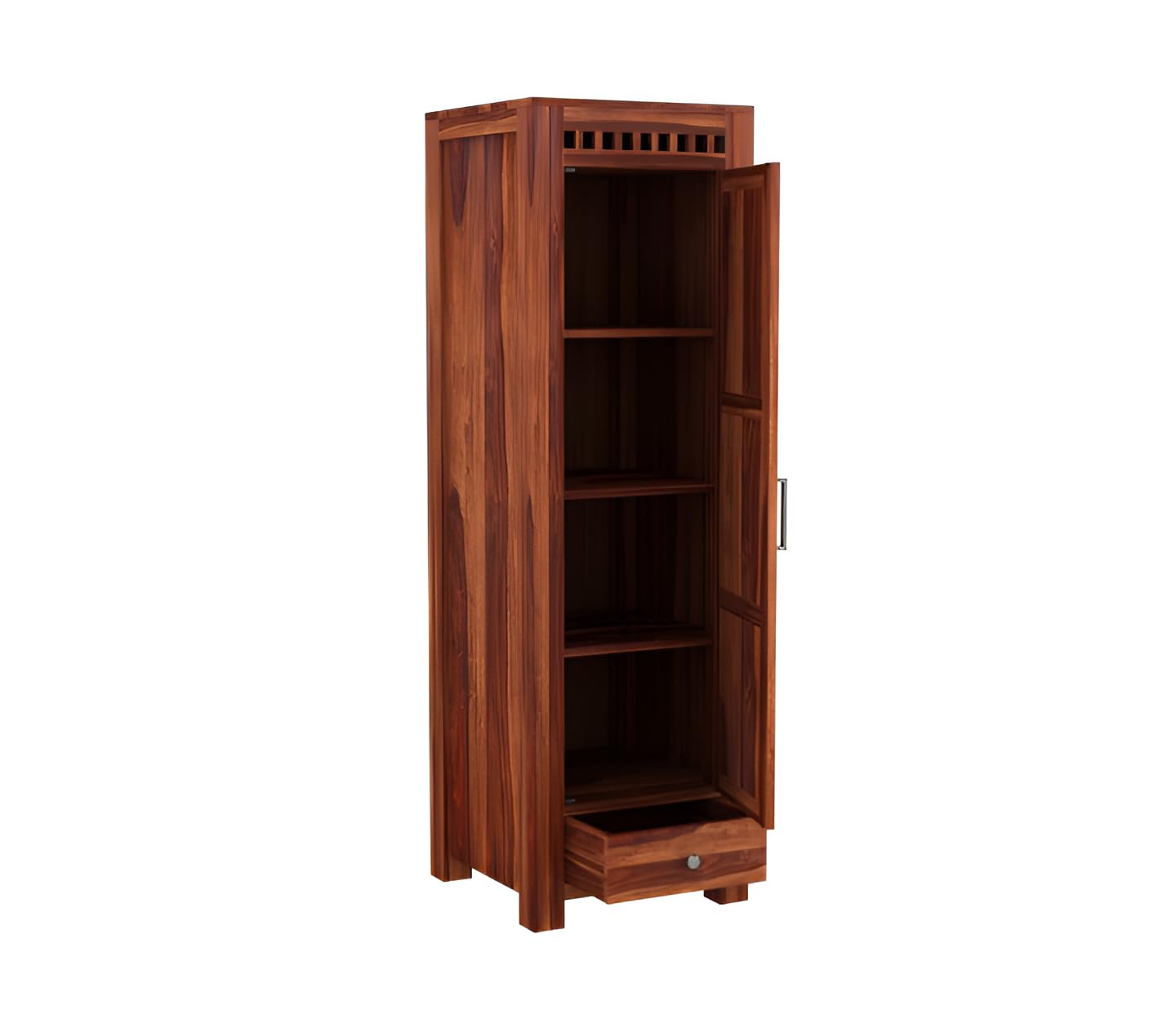 Premium Solid Sheesham Wood 1 Door Wardrobe with Drawer