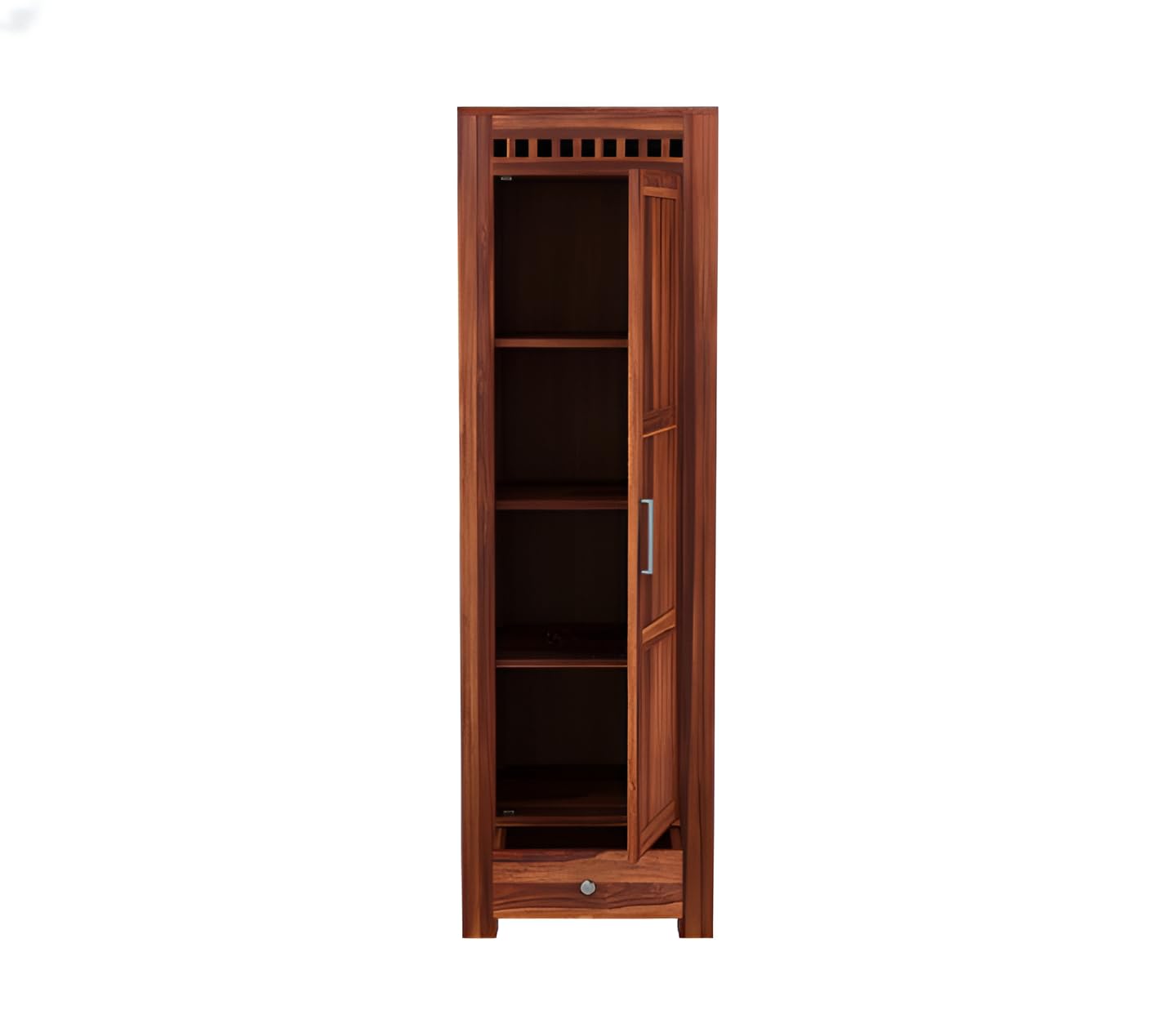 Premium Solid Sheesham Wood 1 Door Wardrobe with Drawer