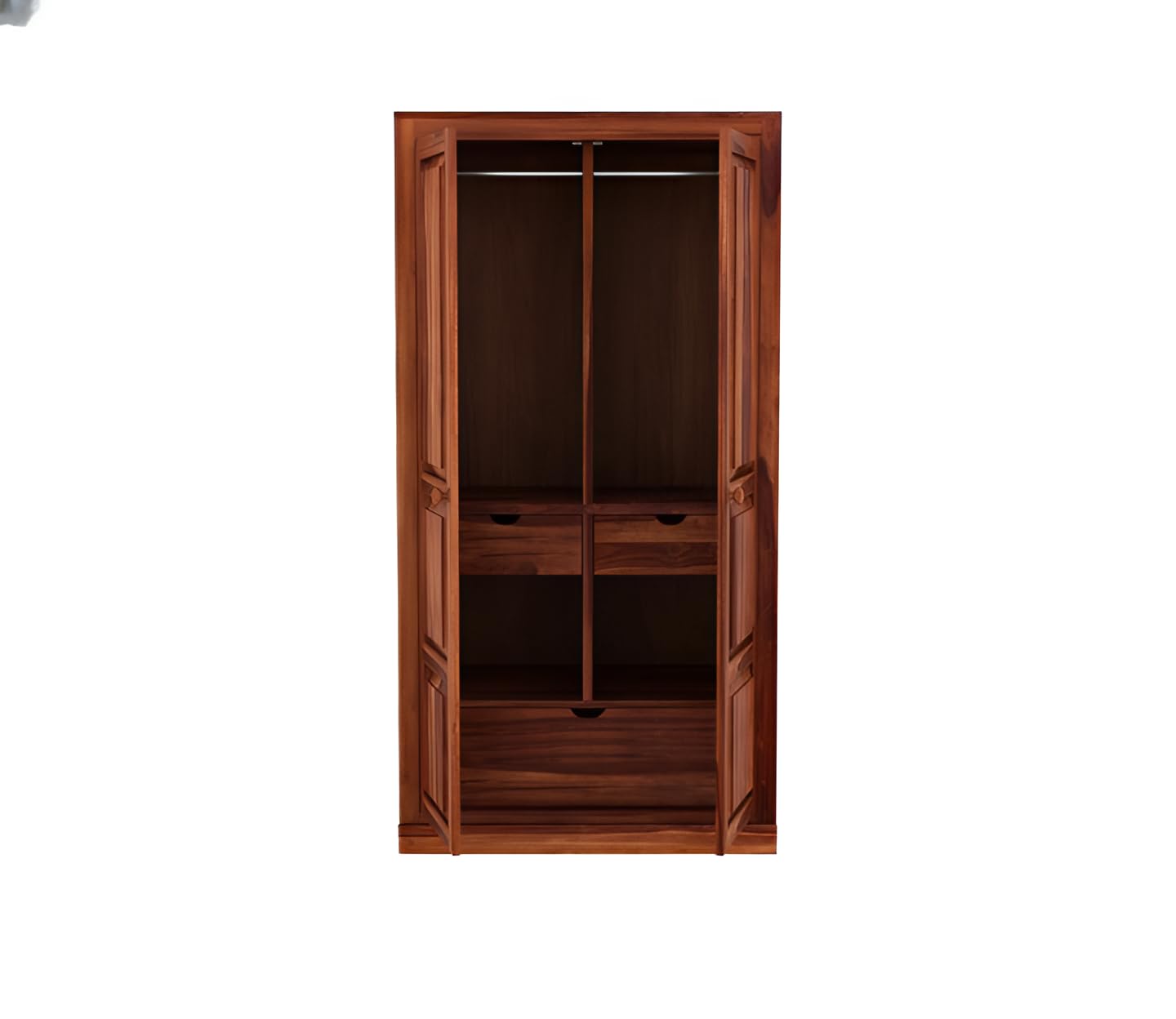 Solid Sheesham Wood 2 Door Wardrobe | Classic Wooden Almirah