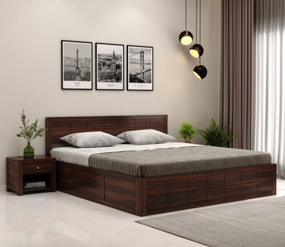 Solid Sheesham Wood King Size Bed with Box Storage