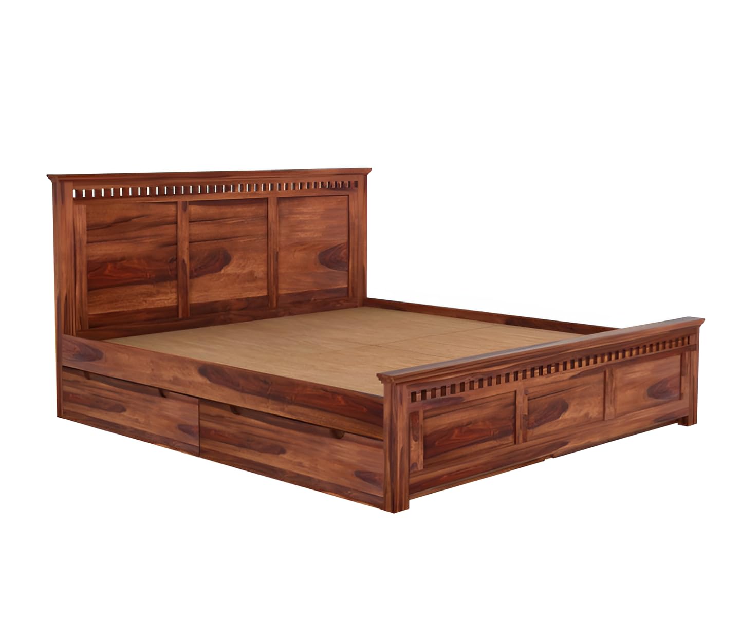 Modern Solid Wood Queen Size Storage Bed with Drawer Storage
