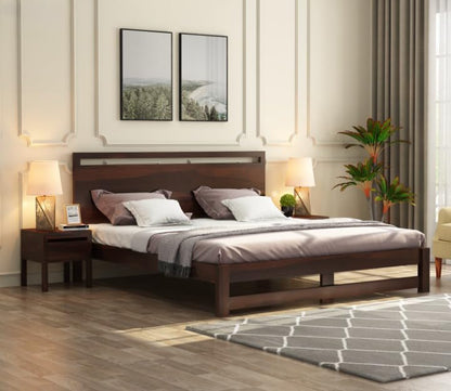 Premium Solid Sheesham Wood Queen Size Bed | Walnut Finish