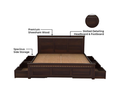 Premium Solid Wood Queen Size Storage Bed with Headboard