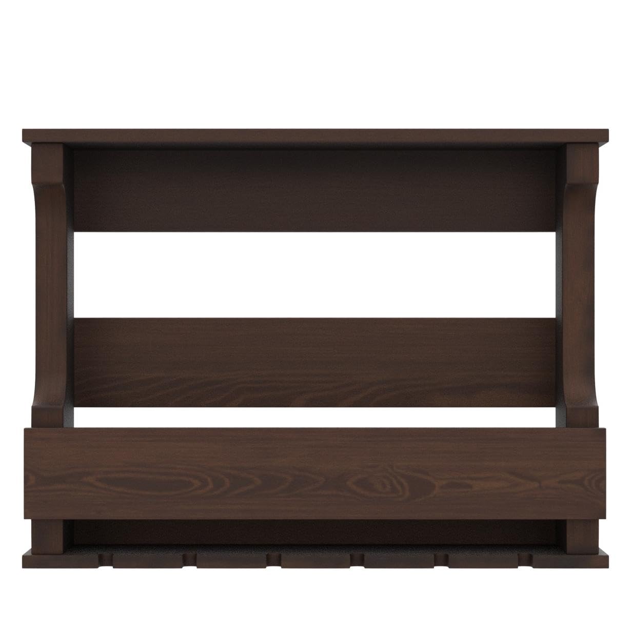 Solid Sheesham Wood Wall Mounted Wine Rack & Glass Holder
