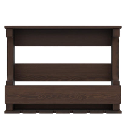 Solid Sheesham Wood Wall Mounted Wine Rack & Glass Holder