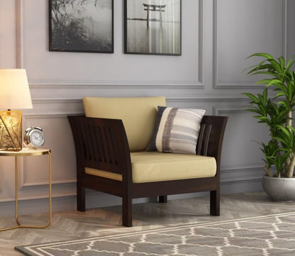 Modern Wooden Lounge Accent Chair with Cushioned Seat