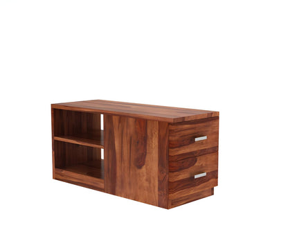 Solid Wood L Shape Storage Sofa with Side Table Unit