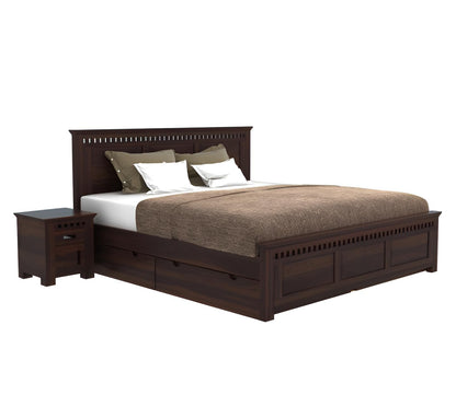 Premium Solid Wood Queen Size Storage Bed with Headboard