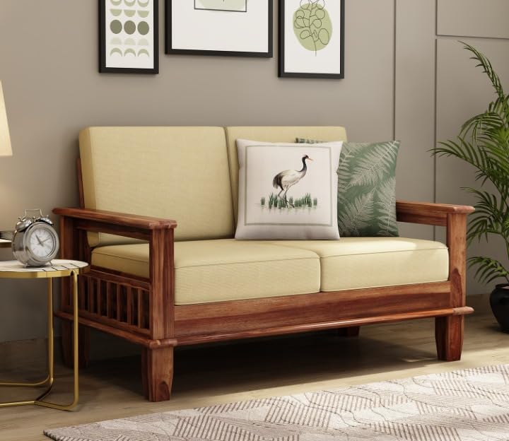 Solid Wood 2 Seater Sofa with Cushion Living Room Couch