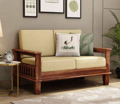 Solid Wood 2 Seater Sofa with Cushion Living Room Couch