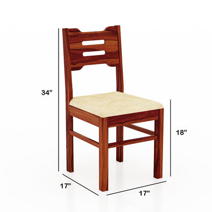 Solid Wood 6 Seater Dining Table Set with Cushioned Chairs