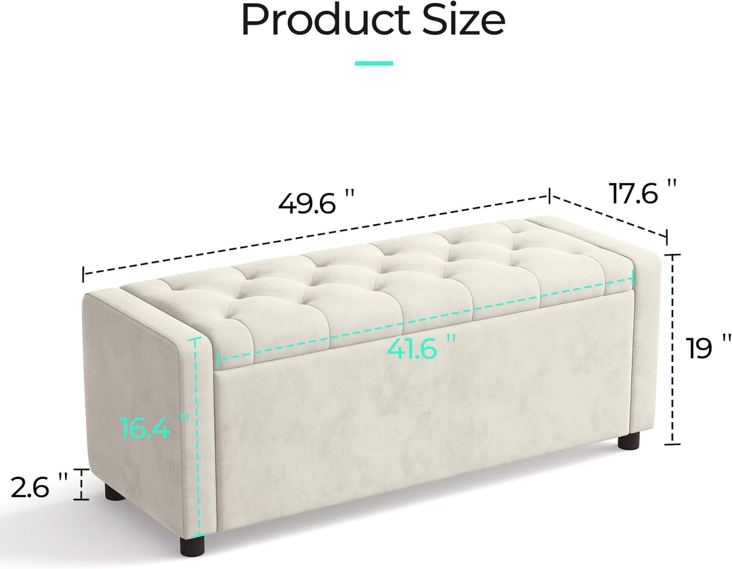 Modern Tufted Upholstered Storage Bench – Cream Fabric Ottoman Bench