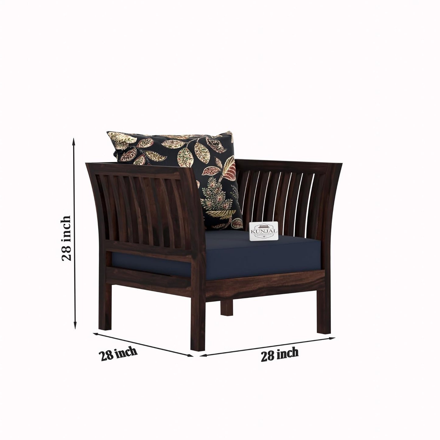 Solid Wood 3+1+1 Seater Sofa Set with Cushions