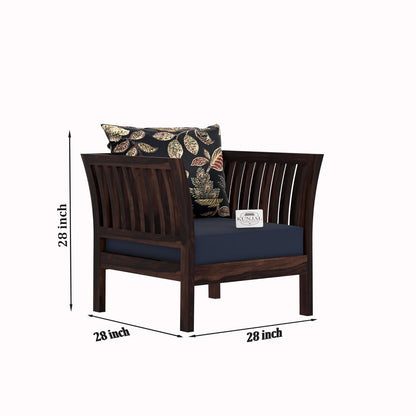 Solid Wood 3+1+1 Seater Sofa Set with Cushions