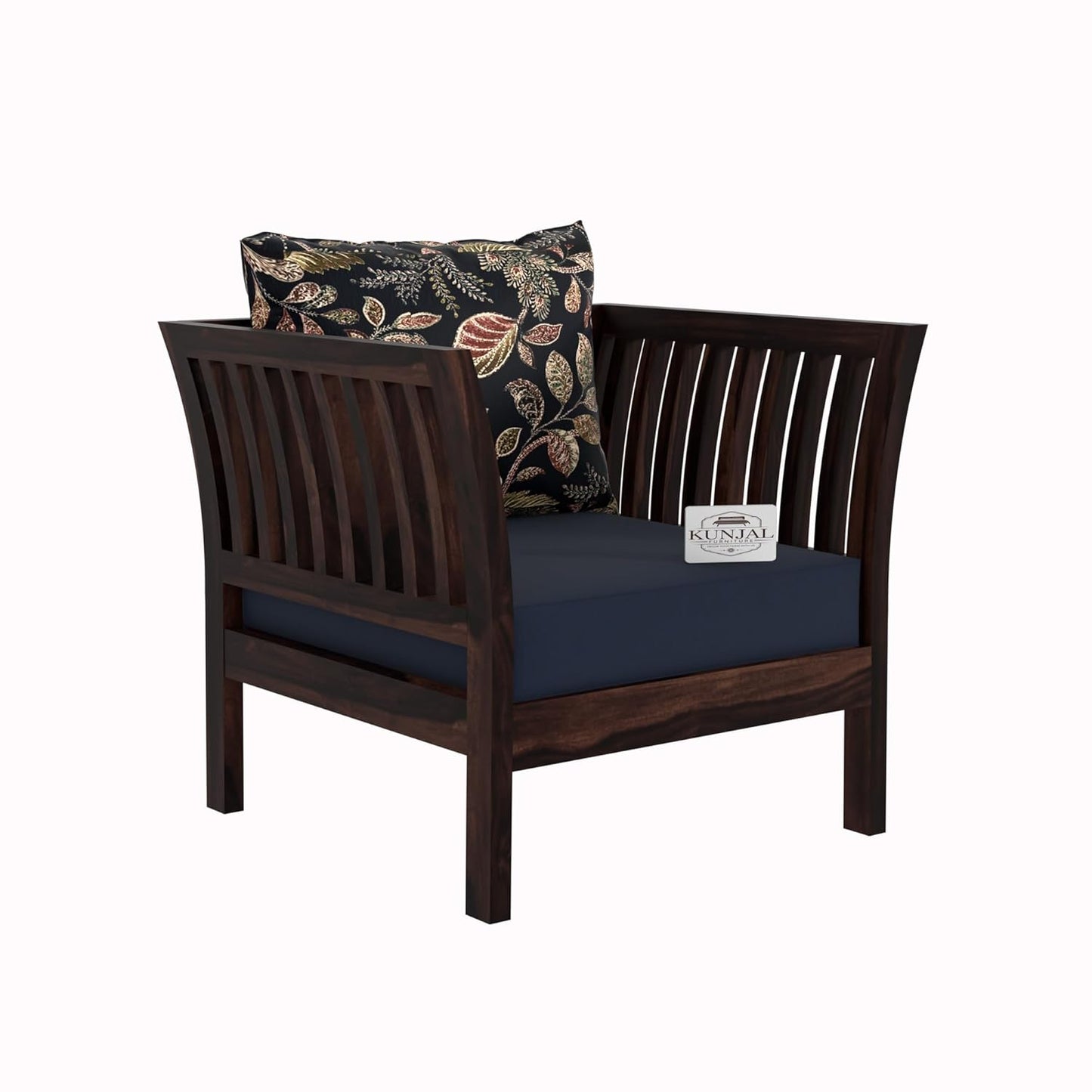 Solid Wood 3+1+1 Seater Sofa Set with Cushions