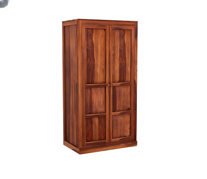 Solid Sheesham Wood 2 Door Wardrobe | Classic Wooden Almirah