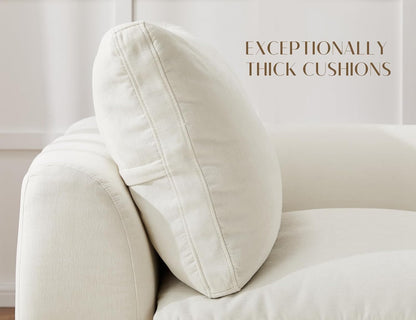 Modern L Shape Sectional Sofa Cream Fabric with Ottoman