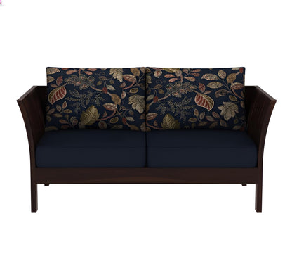 Wooden Loveseat with Cushioned Seat & Printed Back Cushions