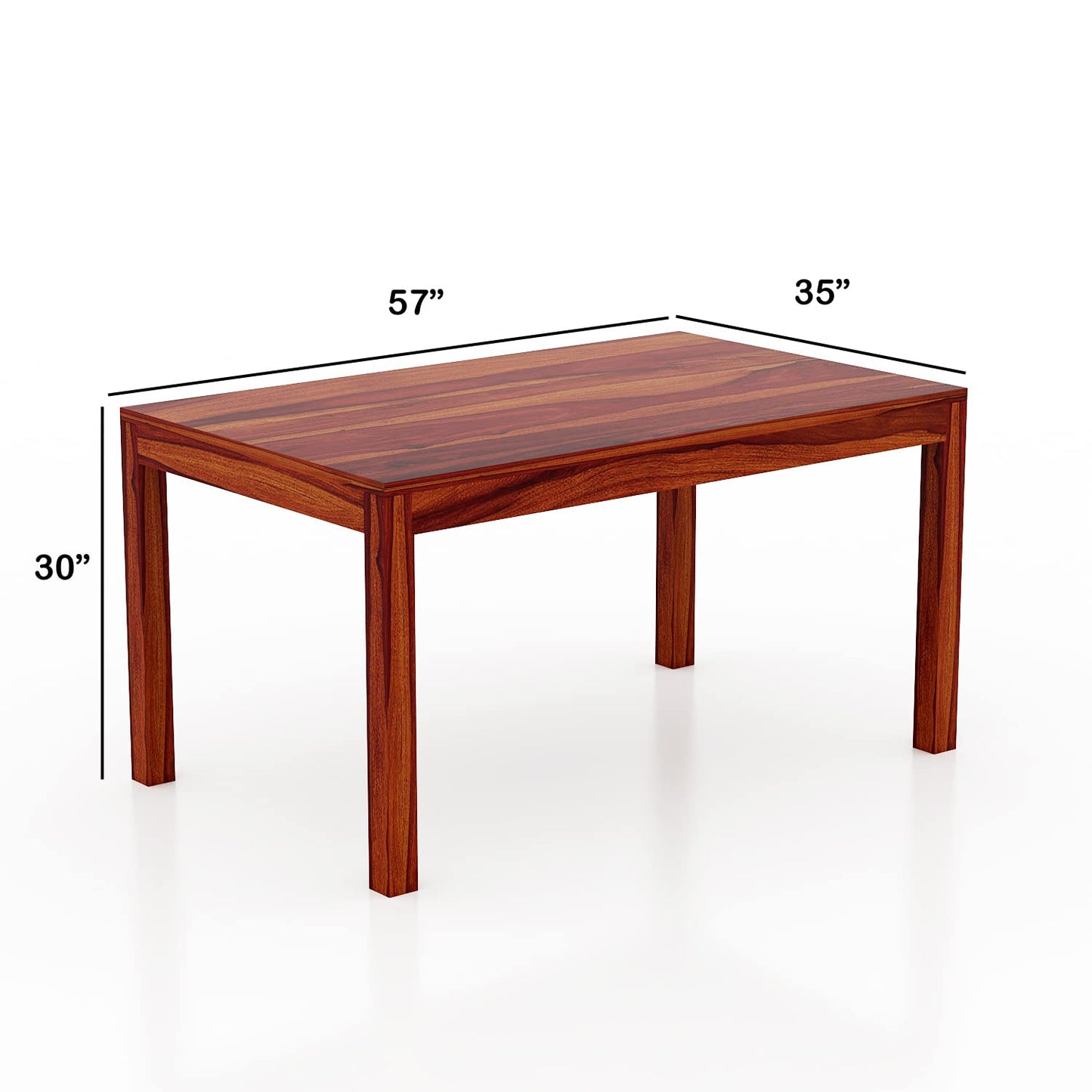 Solid Wood 6 Seater Dining Table Set with Cushioned Chairs