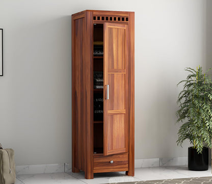 Premium Solid Sheesham Wood 1 Door Wardrobe with Drawer