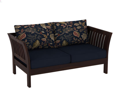 Wooden Loveseat with Cushioned Seat & Printed Back Cushions